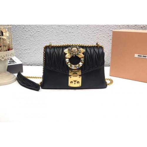 Miu Miu Matelasse Nappa Leather Tote Bag 5BD103 Black