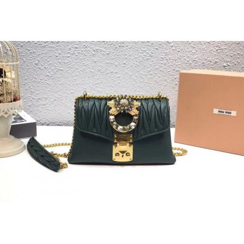 Miu Miu Matelasse Nappa Leather Tote Bag 5BD103 Green