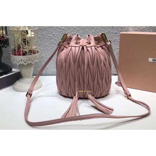 Miu Miu Matelasse Nappa Leather Bucket Bag 5BE014 Pink