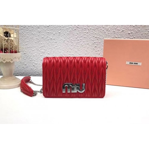 Miu Miu Matelasse Nappa Leather Tote Bag 5BF069 Red