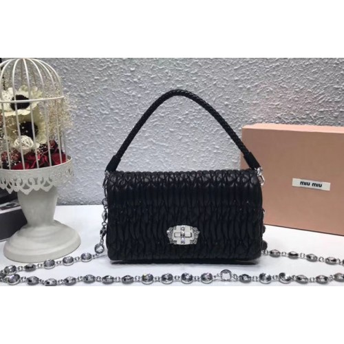 Miu Miu Matelasse Nappa Leather Tote Bag 5BH012 Black