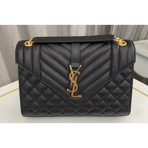 YSL ENVELOPE MEDIUM BAG IN Black MIX MATELASSe GRAIN DE POUDRE EMBOSSED LEATHER