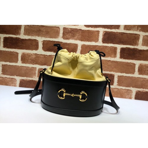 Gucci 1955 Horsebit bucket bag Black Butter textured leather