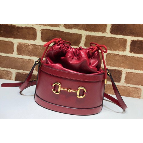 Gucci 1955 Horsebit bucket bag Red textured leather Gucci 1955 Horsebit bucket bag Red textured leather