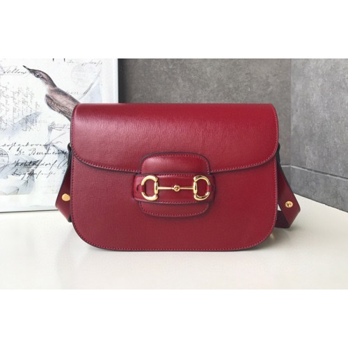 Gucci 1955 Horsebit shoulder bag in Red textured leather