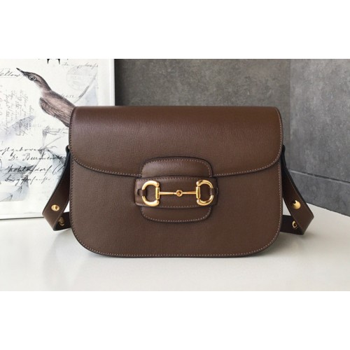 Gucci 1955 Horsebit shoulder bag in Brown textured leather