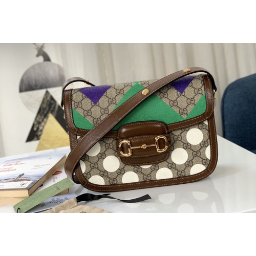 Gucci Horsebit 1955 shoulder bag in Beige and ebony Supreme canvas