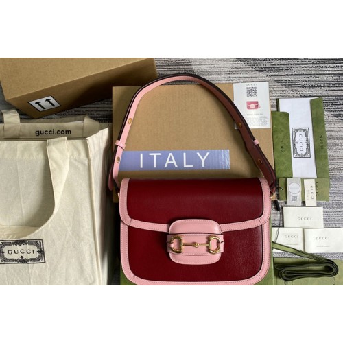 Gucci Horsebit 1955 small shoulder bag in Dark red leather