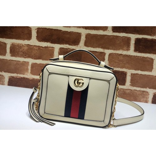 Gucci Ophidia mini shoulder bag in White Leather With Web