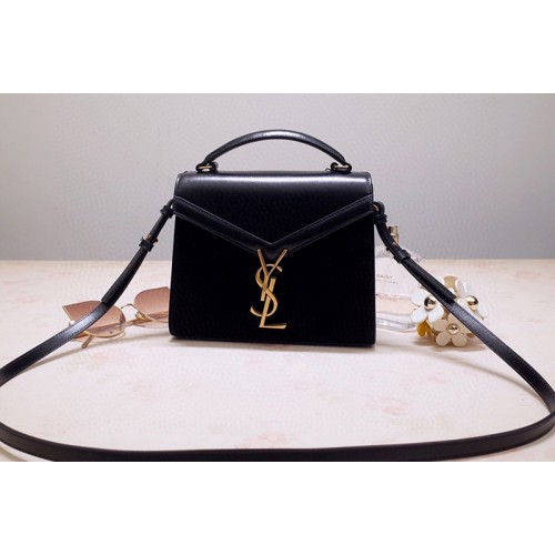 YSL Cassandra Mini Top handle bag In Black Leather