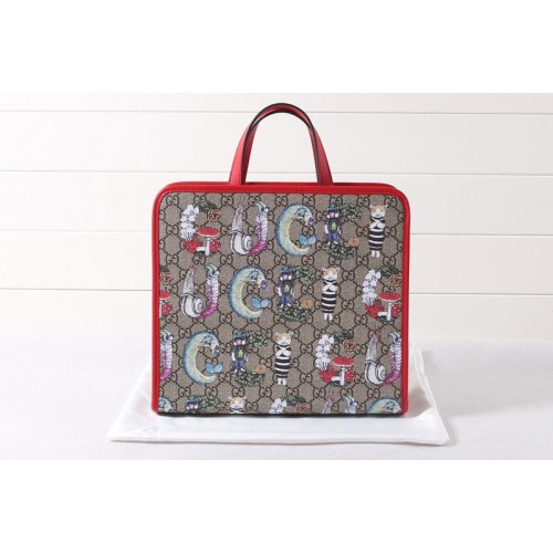 Gucci Childrens tote bag in Supreme Canvas With Red Leather