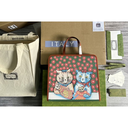 Gucci Childrens tote bag in Beige and ebony Supreme canvas