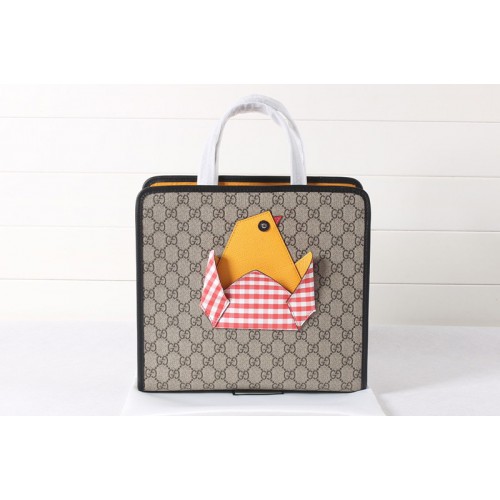 Gucci Childrens tote bag with chick in Beige ebony Supreme canvas