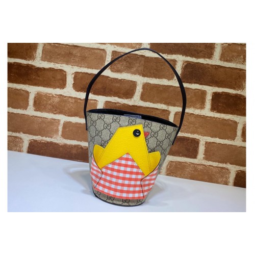 Gucci Childrens bucket bag with chick in Beige ebony Supreme canvas