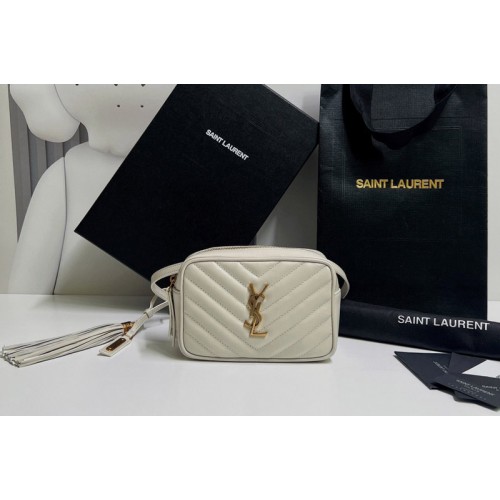 YSL LOU BELT BAG IN White QUILTED LEATHER