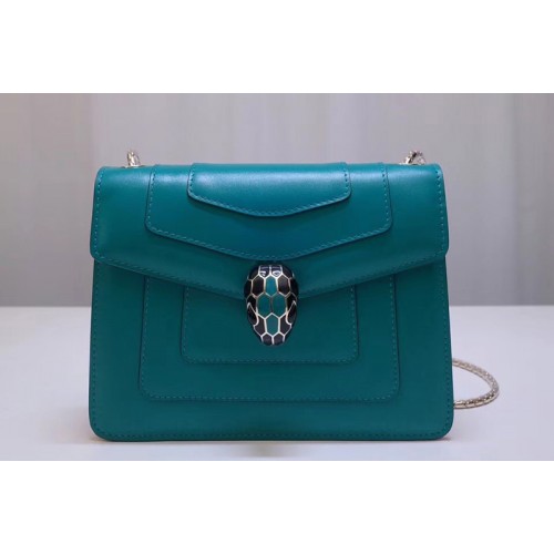 Bvlgari Serpenti Forever 61879 Flap Cover Bags Green Calf Leather