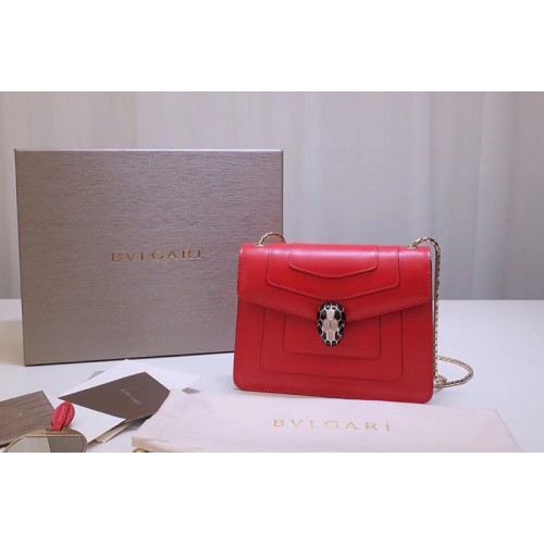 Bvlgari Serpenti Forever 61879 Flap Cover Bags Red Calf Leather