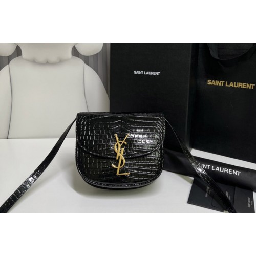 YSL KAIA SMALL SATCHEL IN SHINY CROCODILE-EMBOSSED LEATHER