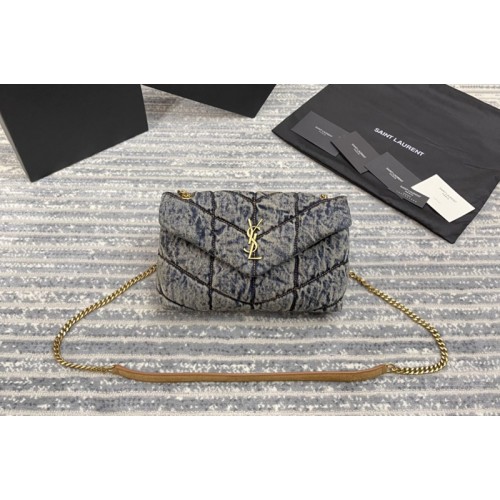 YSL PUFFER TOY BAG IN denim