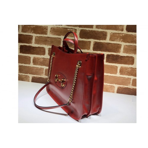 Gucci 1955 Horsebit medium tote bag in Red shiny leather
