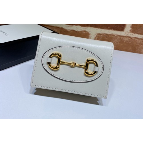 Gucci 1955 Horsebit card case wallet in White leather
