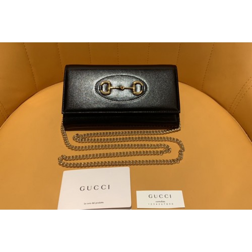 Gucci Horsebit 1955 zip around wallet With Chain in Black Leather