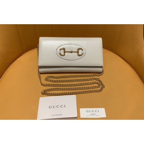 Gucci Horsebit 1955 zip around wallet With Chain in White Leather