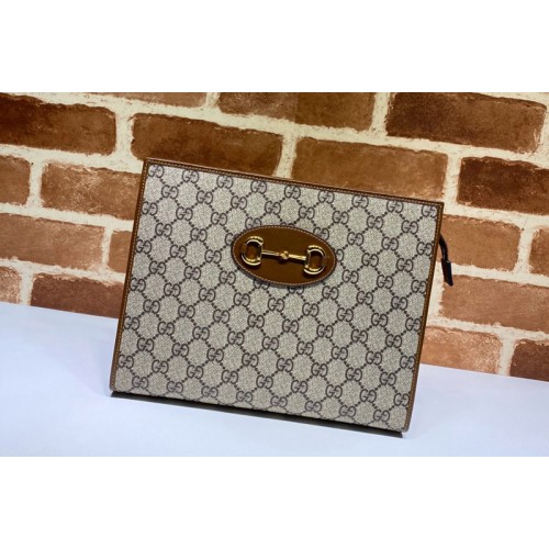 Gucci 1955 Horsebit pouch in Beige ebony Supreme canvas