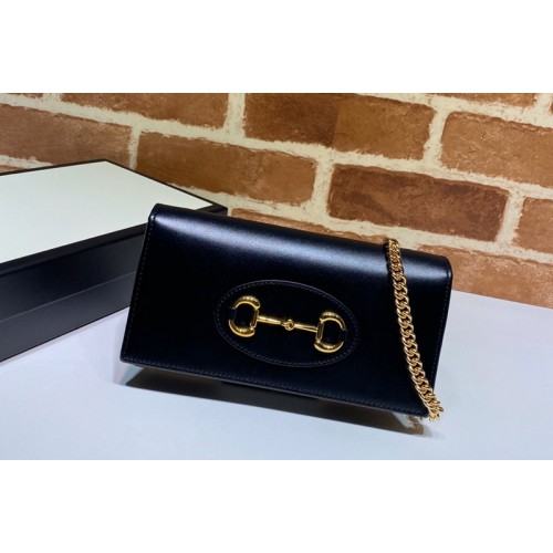 Gucci 1955 Horsebit wallet with chain in Black leather
