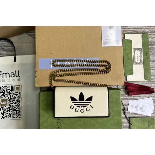 adidas x Gucci wallet with chain in White and Black leather