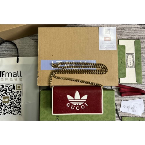 adidas x Gucci wallet with chain in Red and off-white leather