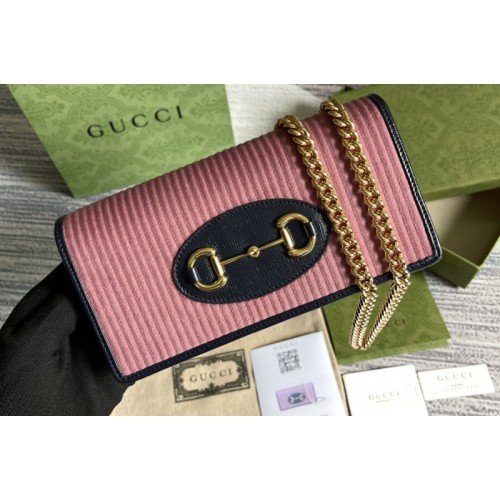 Gucci Horsebit 1955 chain wallet in Pink corduroy