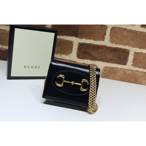 Gucci 1955 Horsebit wallet with chain in Black Leather