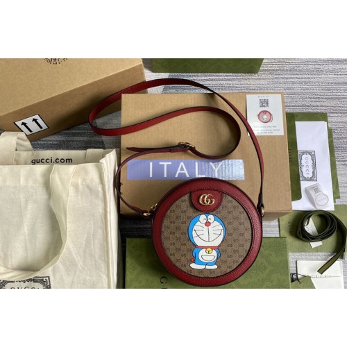 Gucci Ophidia mini round shoulder bag in Beige ebony Supreme canvas