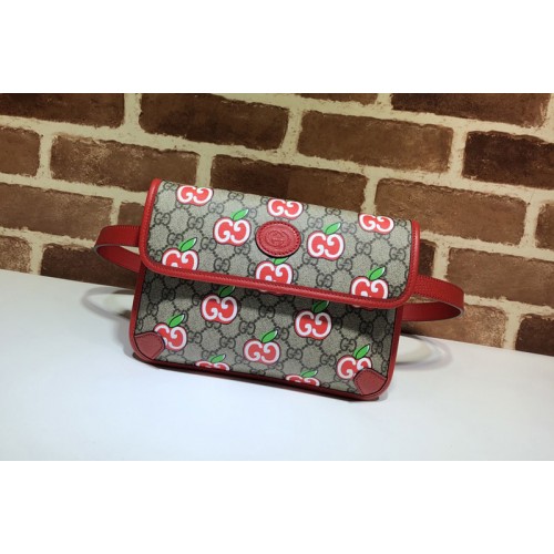 Gucci Chinese Valentines Day belt bag in apple print beige ebony Supreme canvas
