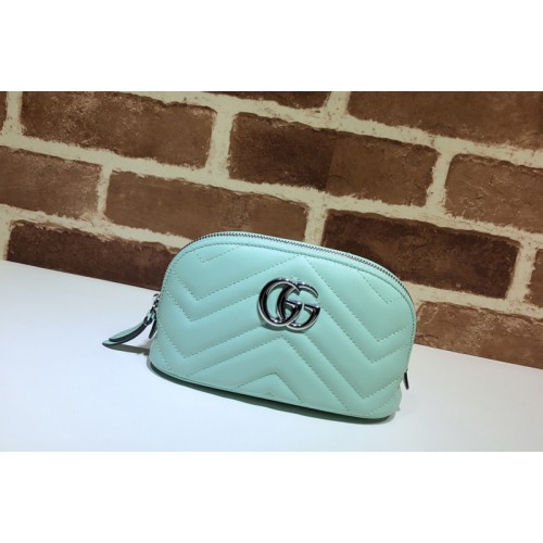 Gucci Marmont cosmetic case in Blue matelasse chevron leather