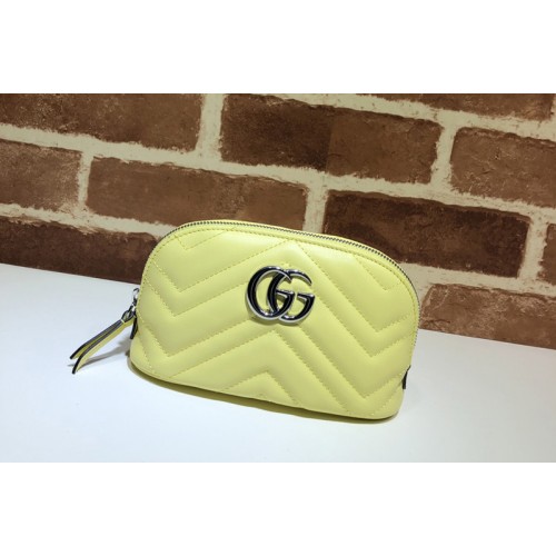 Gucci Marmont cosmetic case in Yellow matelasse chevron leather