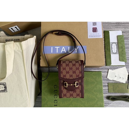 Gucci ‎ Gucci Horsebit 1955 mini bag in Beige and bordeaux Original canvas