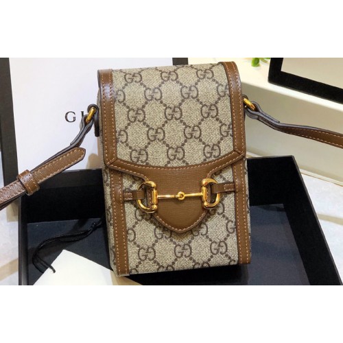 Gucci Horsebit 1955 mini bag in Beige and ebony supreme canvas
