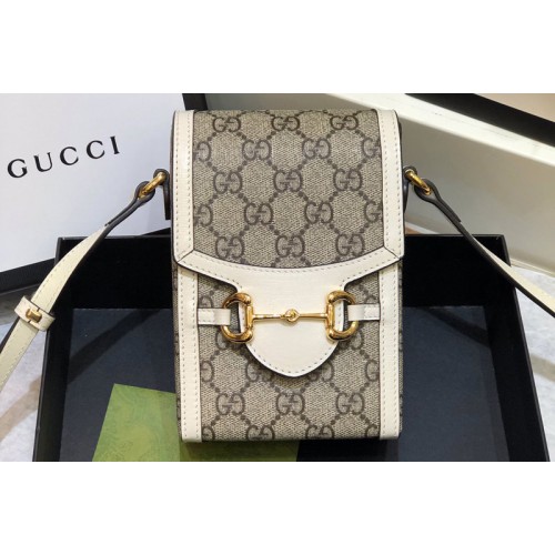 Gucci Horsebit 1955 mini bag in Beige and ebony supreme canvas