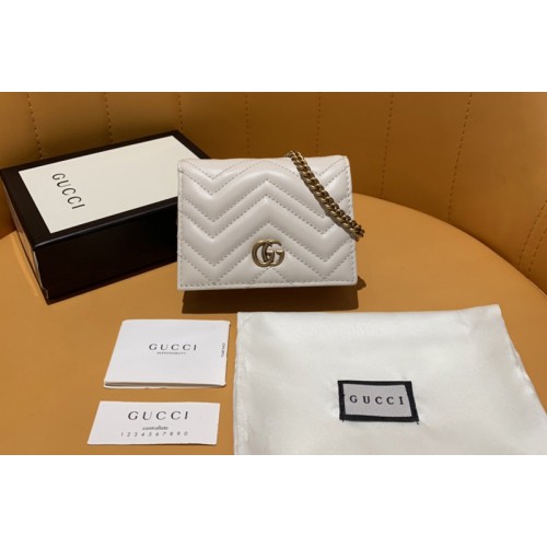 Gucci Marmont card case wallet in White matelasse chevron leather with GG