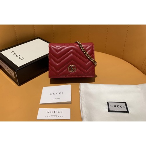 Gucci Marmont card case wallet in Red matelasse chevron leather with GG