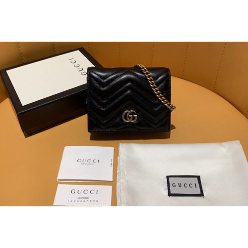 Gucci Marmont card case wallet in Black matelasse chevron leather with GG