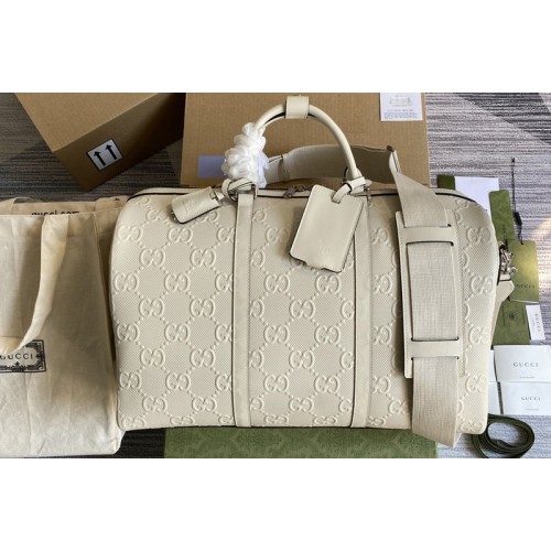 Gucci ‎ embossed duffle bag in White embossed leather