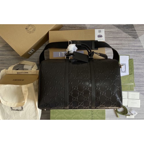 Gucci ‎ embossed duffle bag in Black embossed leather