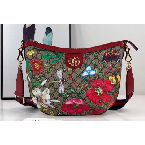 Gucci Flora shoulder bag in Beige ebony Supreme canvas with Flora print
