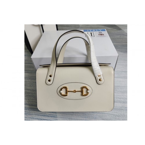 Gucci Horsebit 1955 small top handle bag in White Leather