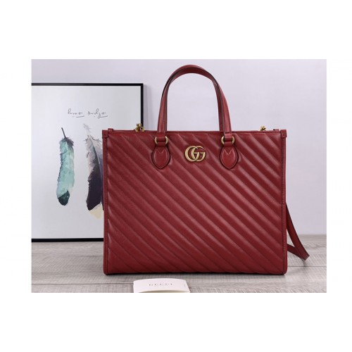 Gucci Marmont medium tote bag in Red matelasse leather