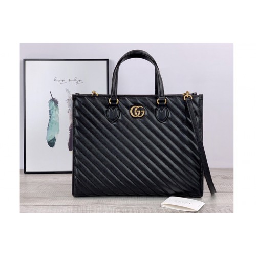Gucci Marmont medium tote bag in Black matelasse leather