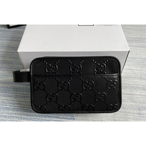 Gucci embossed cosmetic case in Black embossed leather